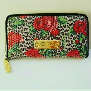 Betsey Johnson Bags - Betsey Johnson floral rose print sequin wallet Betsey Johnson Bags - Betsey Johnson floral rose print sequin wallet